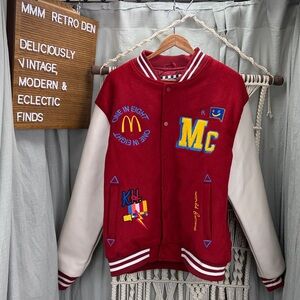 McDonald's 1 in 8 Alumni Jacket Red & White Embroidered Letterman Jacket | L